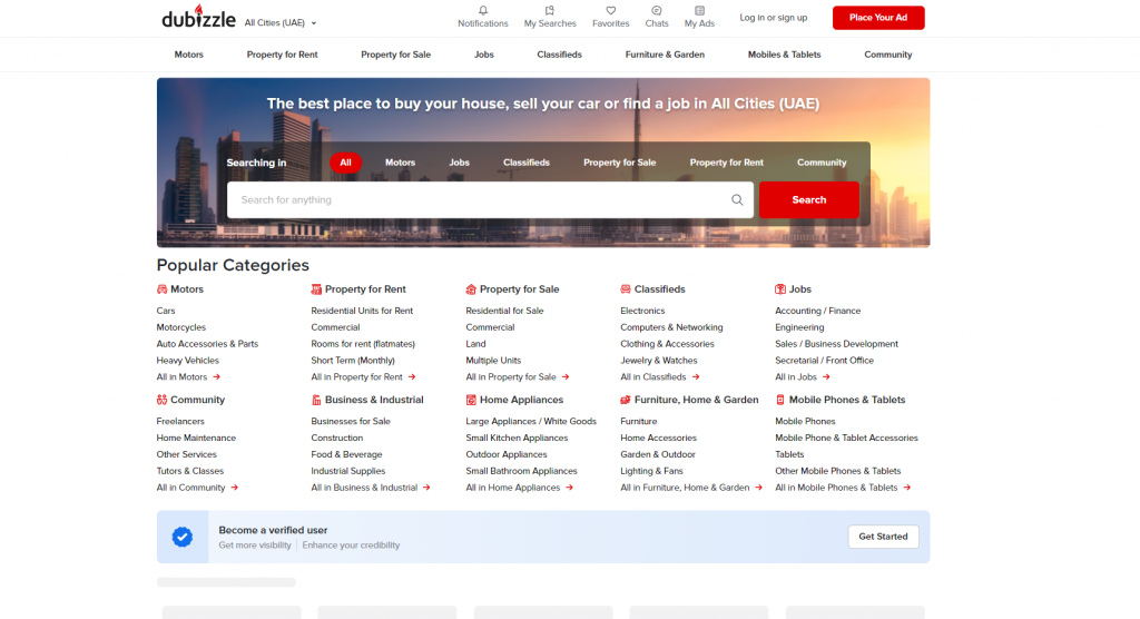 Dubizzle homepage uploaded on our blog - Top Job Sites in Dubai
