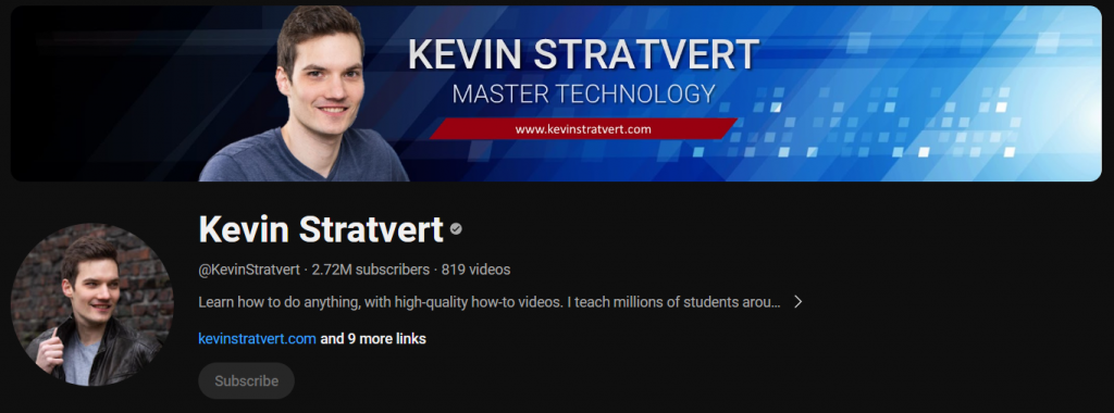 Kevin Startvet Youtube Channel