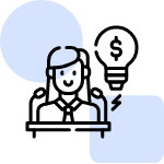 An icon of a person with a lightbulb containing a dollar sign above their head.