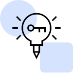 An icon featuring a lightbulb with a key inside.