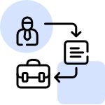 An icon representing job seekers preparing to negotiate offers and career transitions.