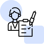 An icon representing a person interacting with a checklist and a pen.