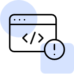 Placeholder icon for an image that failed to load, showcasing a window with codetags and an exclamation mark.